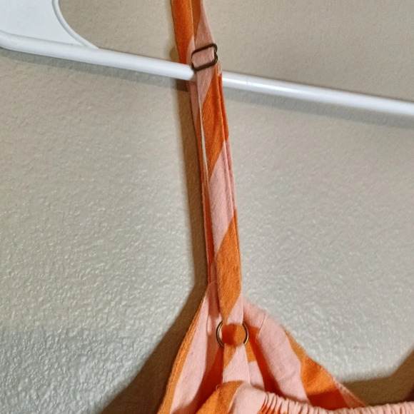 UO Cooperative Emilia Linen Button Down Midi Dress Orange Medium - Picture 7 of 12